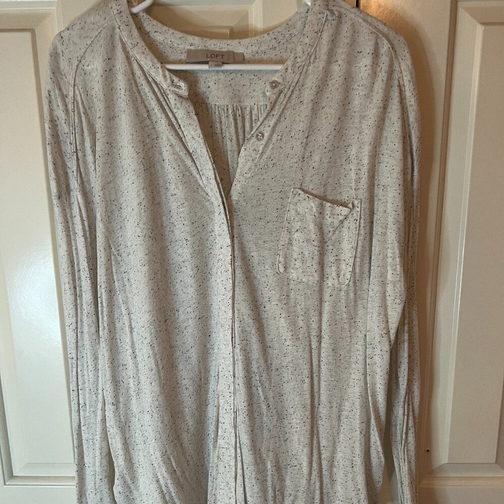 Ann Taylor Loft Creme Speckled Knit Top Size Large